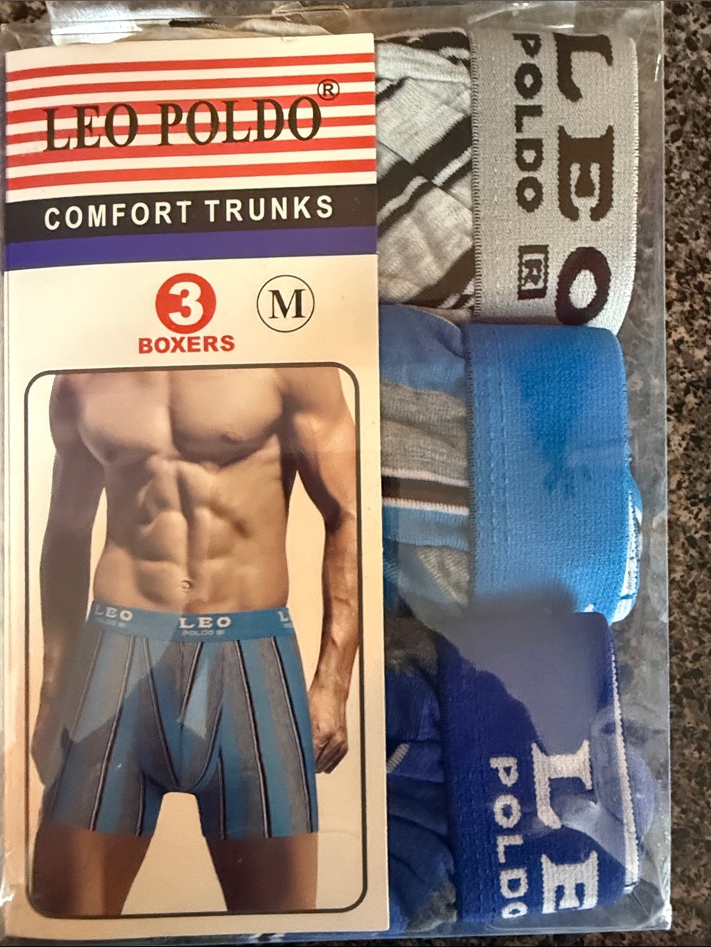 Leo Poldo Men's Blue Stripe Comfort Boxers - 3 Pack